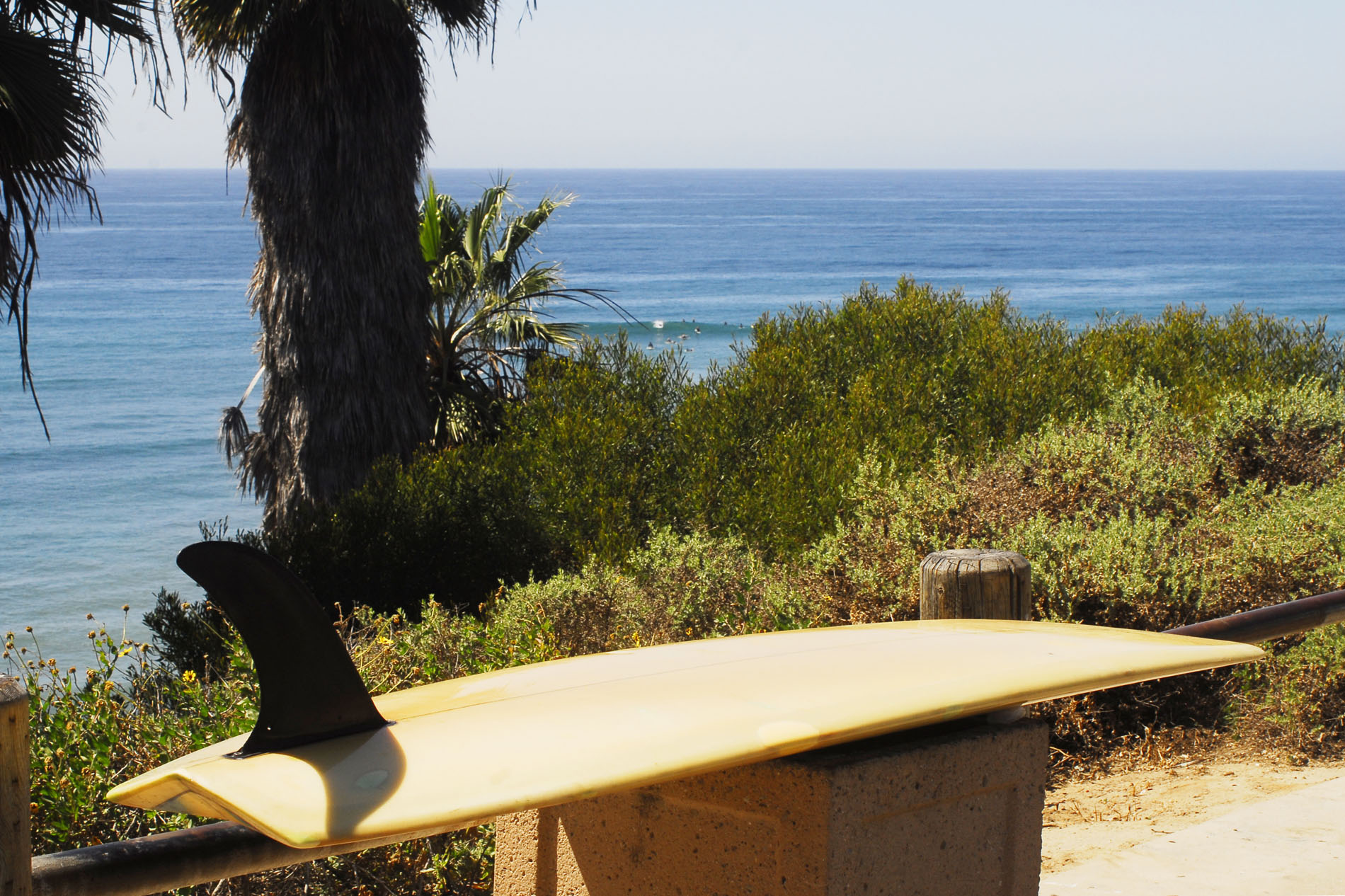 Surfboards Hawaii V-bottom surfboard at Swamis in Encinitas
